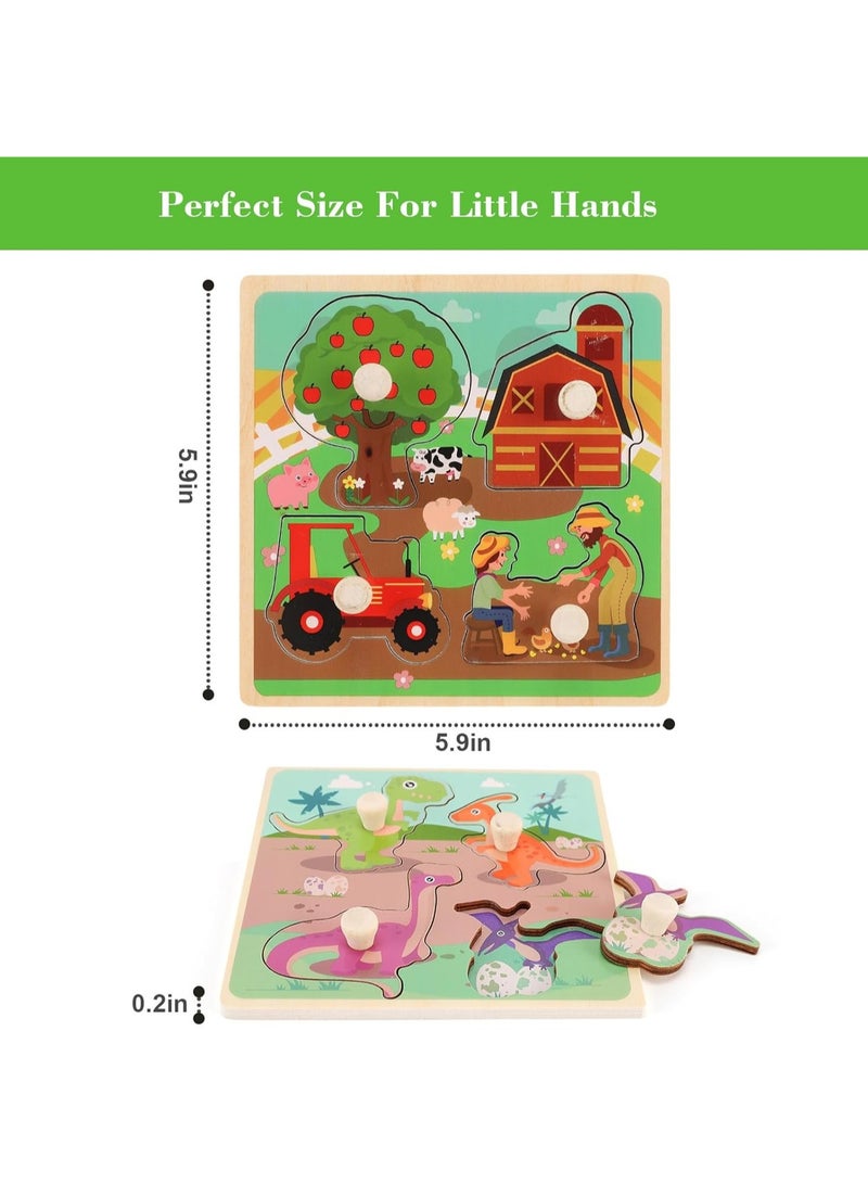 5.9 Inch Ranch Style 1-3 Years Old Wooden Peg Jigsaw Puzzle Toy With Handle, Baby Kids Fine Motor Skills Learning Educational Montessori Jigsaw Puzzle, Ideal Gift For 1 - 2 - 3 Years Old Boys And Girls - Image 2